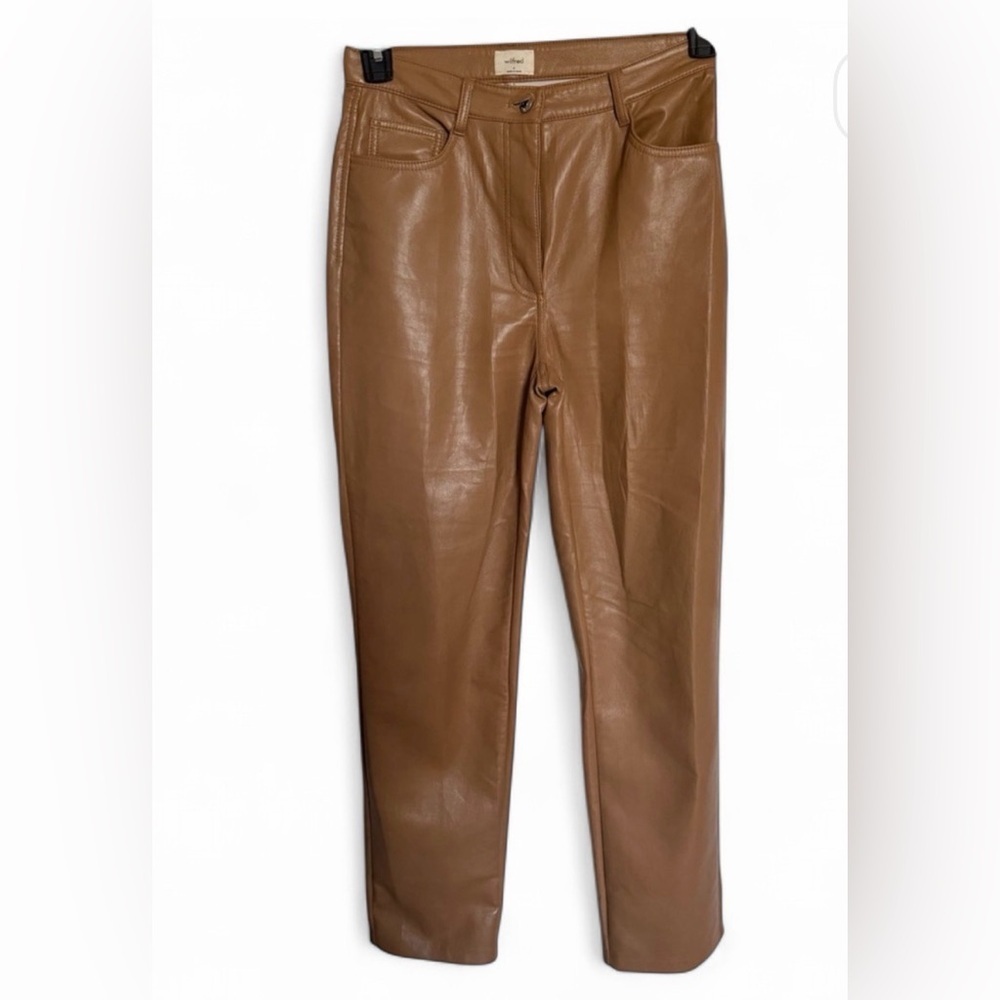 Aritzia Wilfred Melina Tan/Beige Vegan Leather Trouser Pants Size 4